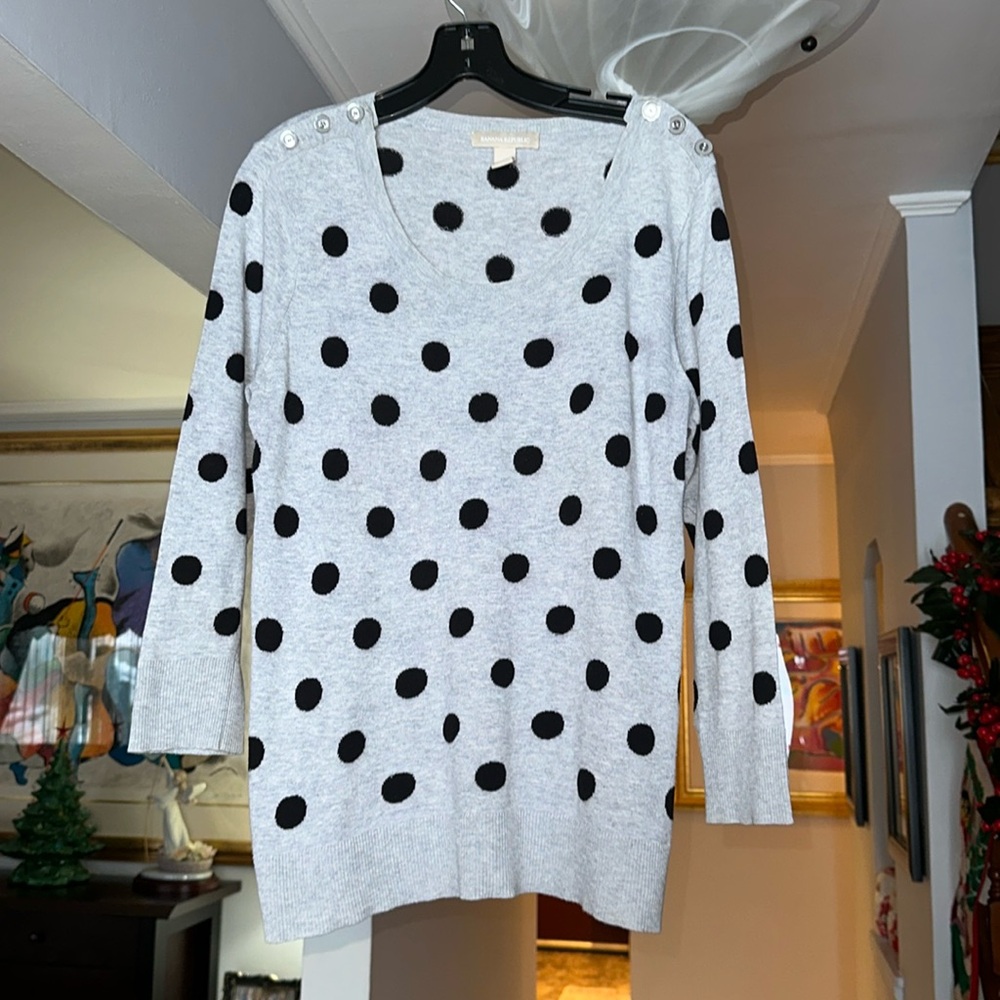 🌺 Banana Republic Polka Dot Crew Neck Sweater Sz L
